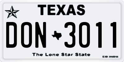 TX license plate DON3011