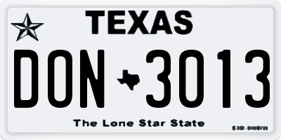 TX license plate DON3013