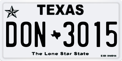 TX license plate DON3015