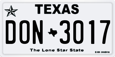 TX license plate DON3017