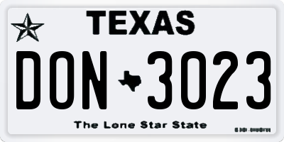 TX license plate DON3023