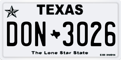 TX license plate DON3026