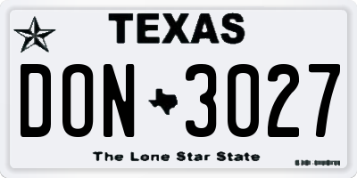 TX license plate DON3027
