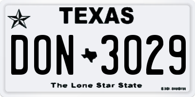 TX license plate DON3029