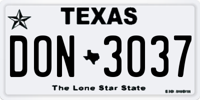 TX license plate DON3037