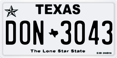 TX license plate DON3043