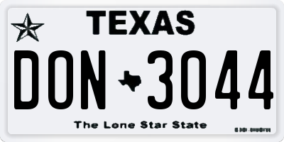 TX license plate DON3044