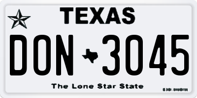 TX license plate DON3045