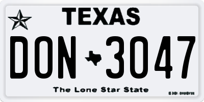 TX license plate DON3047