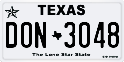 TX license plate DON3048