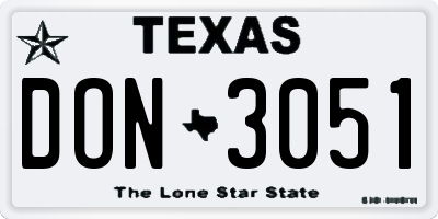 TX license plate DON3051