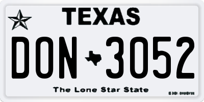 TX license plate DON3052