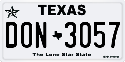 TX license plate DON3057