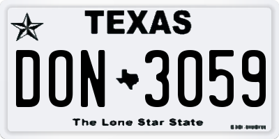TX license plate DON3059