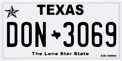 TX license plate DON3069