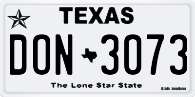 TX license plate DON3073