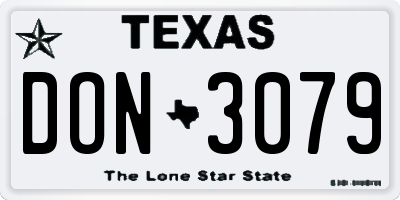 TX license plate DON3079