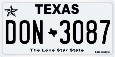 TX license plate DON3087
