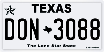 TX license plate DON3088
