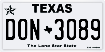 TX license plate DON3089