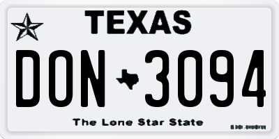 TX license plate DON3094