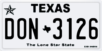 TX license plate DON3126