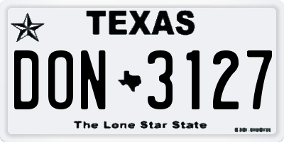TX license plate DON3127