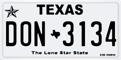TX license plate DON3134