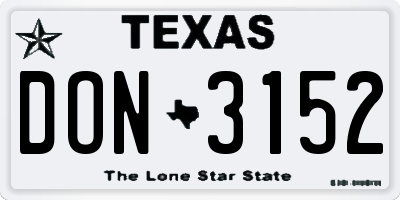 TX license plate DON3152