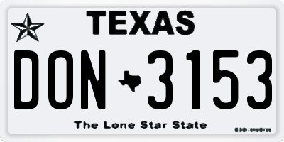 TX license plate DON3153