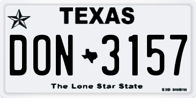 TX license plate DON3157