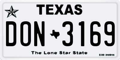 TX license plate DON3169