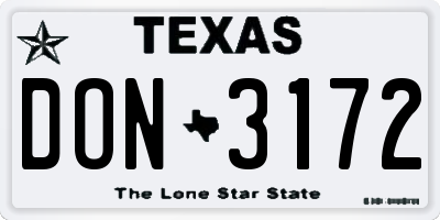 TX license plate DON3172