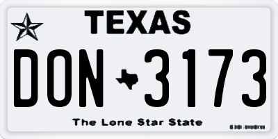 TX license plate DON3173