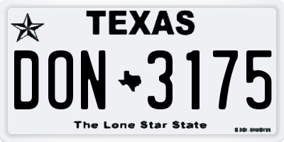 TX license plate DON3175
