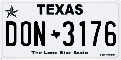 TX license plate DON3176