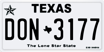TX license plate DON3177