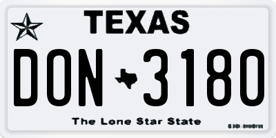 TX license plate DON3180