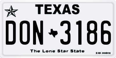 TX license plate DON3186