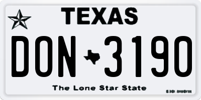 TX license plate DON3190