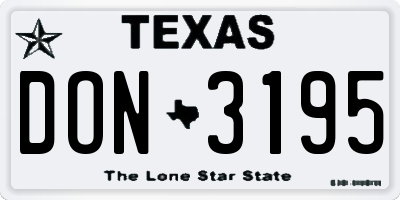 TX license plate DON3195