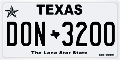 TX license plate DON3200