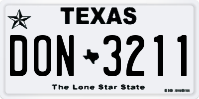 TX license plate DON3211