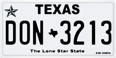 TX license plate DON3213