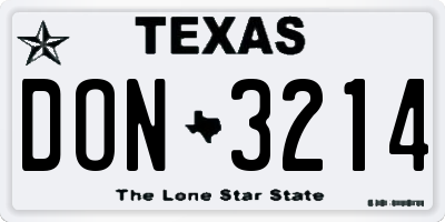 TX license plate DON3214