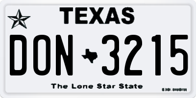TX license plate DON3215
