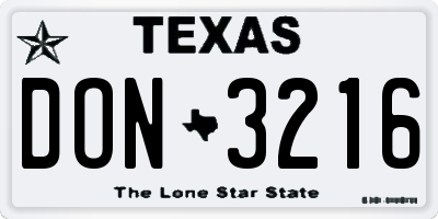 TX license plate DON3216