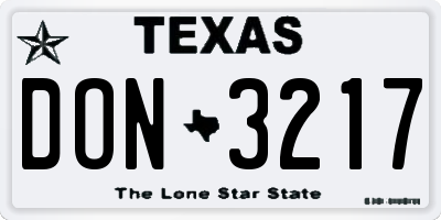 TX license plate DON3217