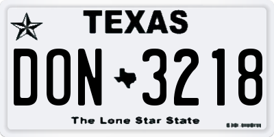 TX license plate DON3218