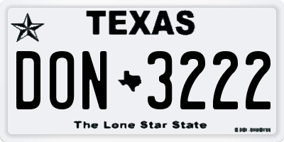 TX license plate DON3222